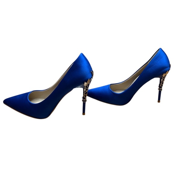 NEW, Bigtree, High-Heeled Satin Shoes With Metal Heel, Size 37, Blue - Picture 3 of 9